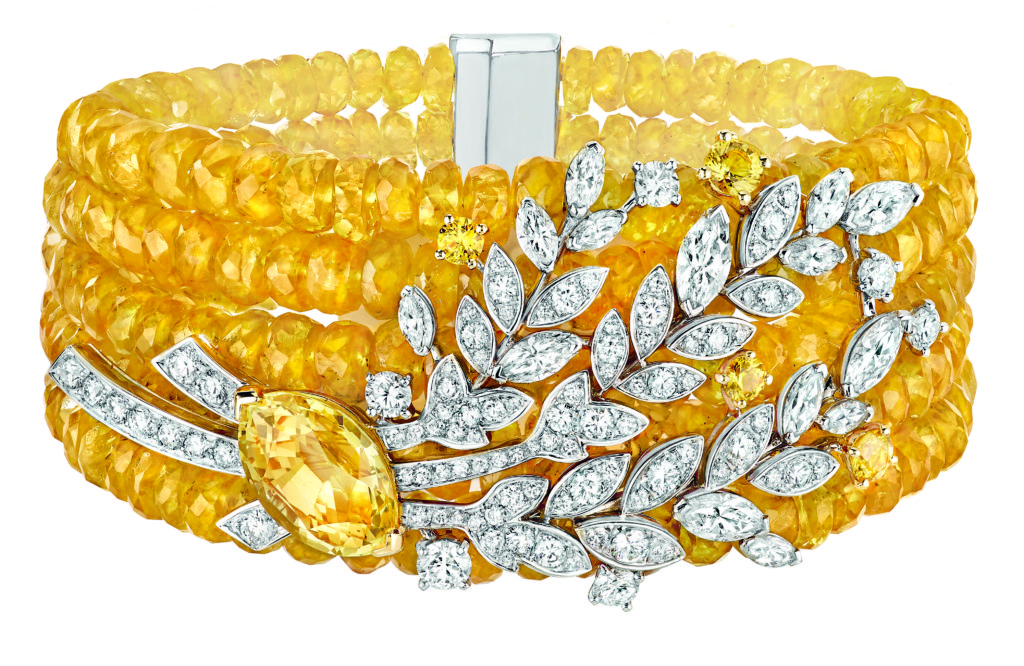 Les Blés de CHANEL collection, Moisson d’Or" bracelet in 18K white and yellow gold set with a 5.1-carat marquise cut yellow sapphire, 14 marquise-cut diamonds 115 brilliant-cut 4 brilliant-cut yellow sapphires and 283 yellow sapphire beads CHANEL Fine Jewelry 