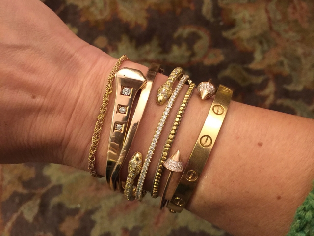 wearing multiple cartier love bracelets