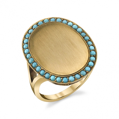 Anabel Higgins signet with turquoise surround